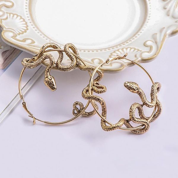 

2020 new fashion punk twining snake earrings black snake hoop earrings for women statement jewelry gifts1, Golden;silver