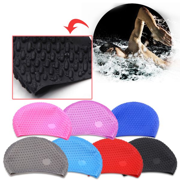 

silica gel solid color swimming cap water droplets waterproof