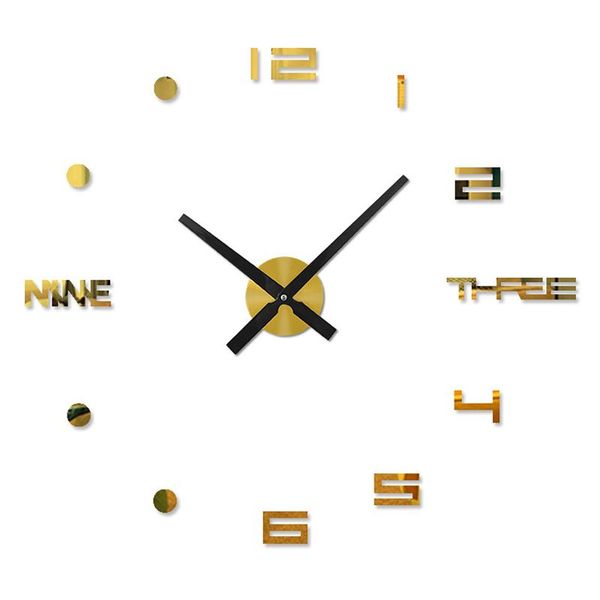 

battery powered diy 3d frameless silent round wall clock acrylic stickers decoration pointer digital modern living room home