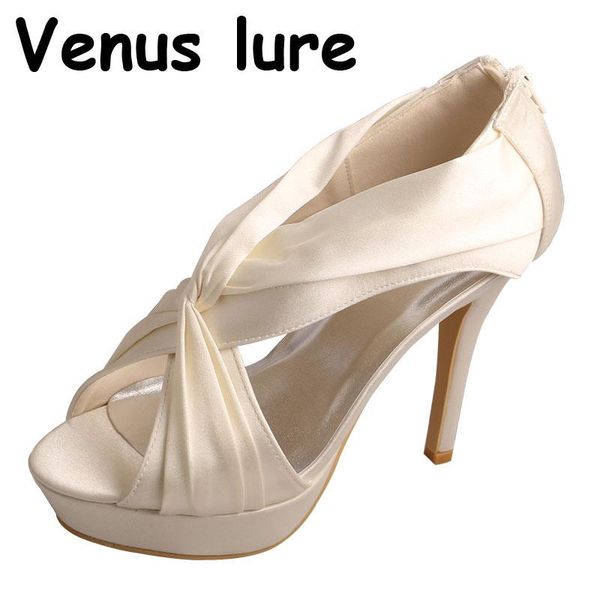 

sandals wedopus ivory shoes woman summer wedding high heels size 8, Black