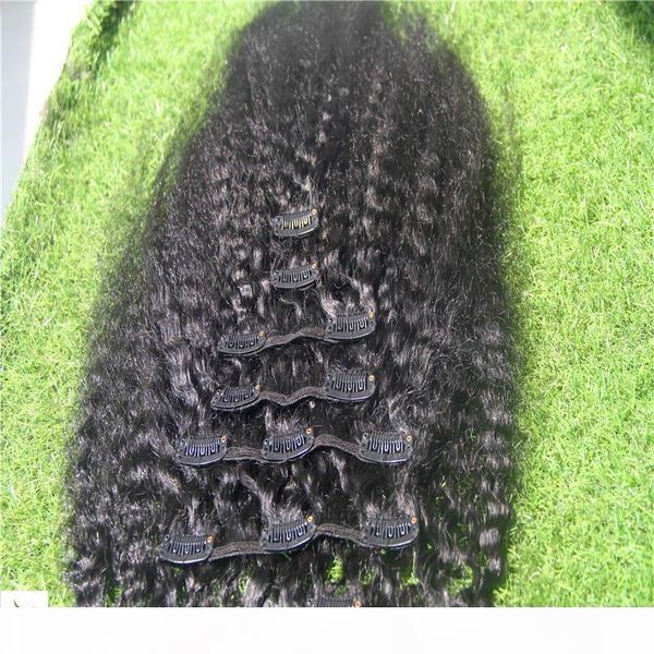 

malaysian kinky curly clip in 100% human hair extensions 100g brazilian remy hairextensions 9pcs set 10-34 inchs, Black;brown