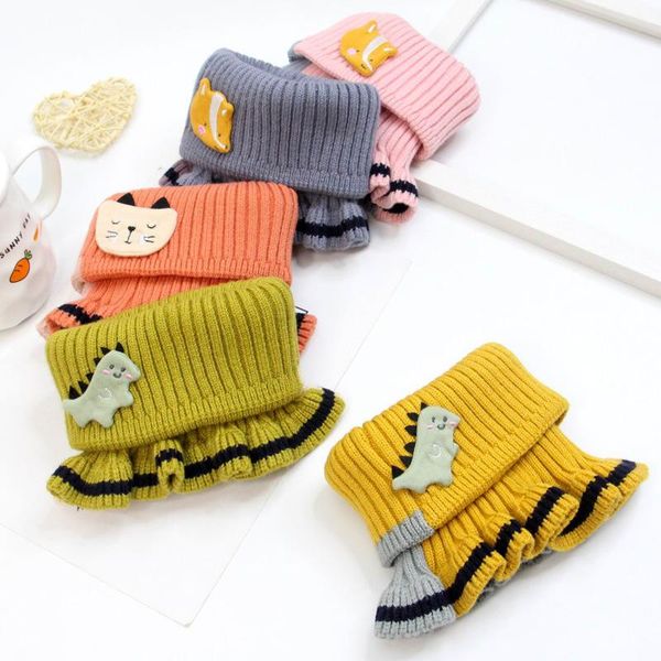 

baby autumn winter cute cartoon boys girls wool scarf color matching lace warm soft skin-friendly knitted cold scarf c52, Blue;gray