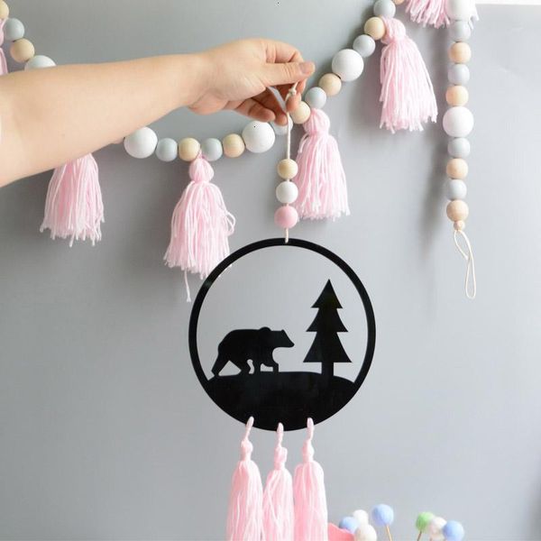 

pendant decor nordic swan flamingo kids wooden room beads with tassel dream catcher wall hanging toy kid birthday christmas gift i9p3