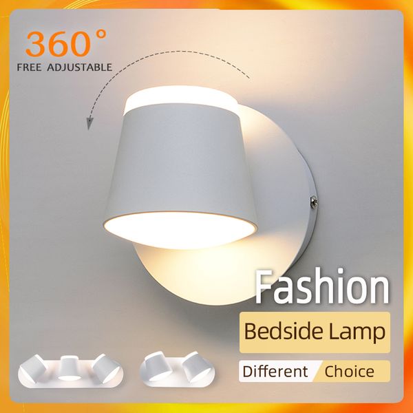 

360 degrees adjustable led lamp bedside sconce living room aisle mounted luminaire modern l wall lights q1126