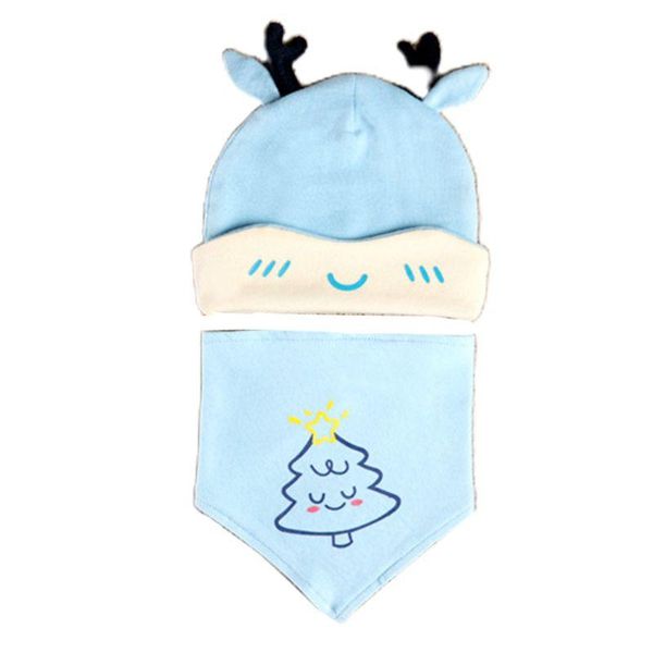 

hats, scarves & gloves sets 2pcs born baby cute antlers beanie cap with triangle scarf drool bib set 0-8m x7xc, Blue;gray