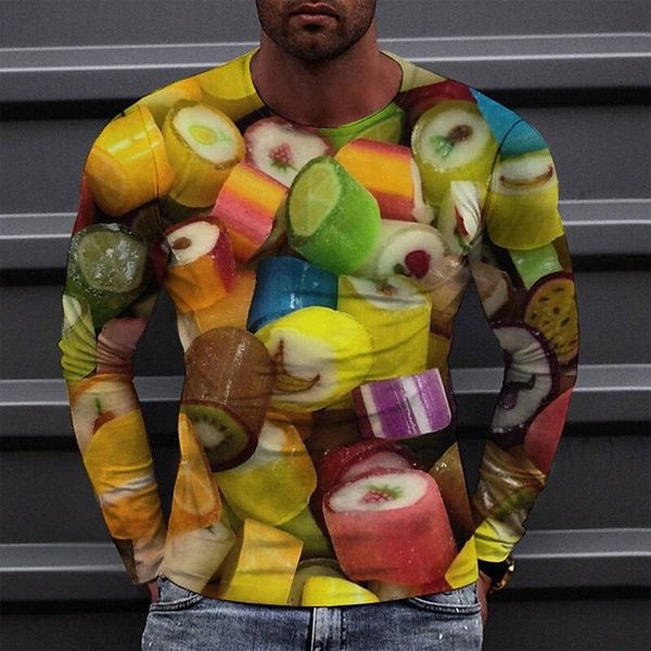 

men's tee t shirt 3d print graphic round neck casual daily print long sleeve fashion designer comfortable big and tall orange h37y#, White;black