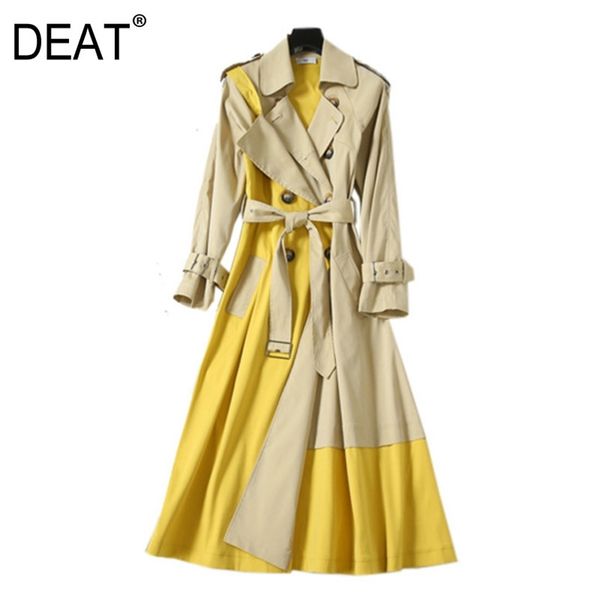 

[deat] women's jackets waist bag hit color patchwork long sleeve loose design casual windbreaker fashion tide autumn am483 201031, Tan;black