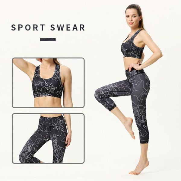 

yoga outfits ninth pants star camouflage ensemble fitness sport suit female set women sportswear gym wear running clothes tracksuit1, White;red