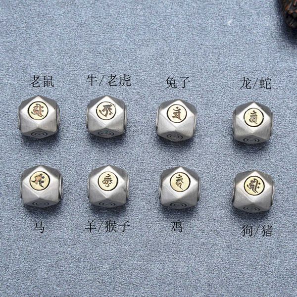 

s925 sterling silver 12 zodiac guardian beads transshipment beads buddha beads bracelet accessories