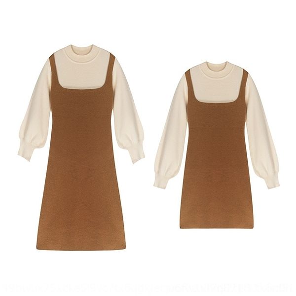 

fw0uf fall 2019 dress dresslantern dressnew short two piece color matching lantern sleeve dress knitted for women slim fake version y3xiq, White;black