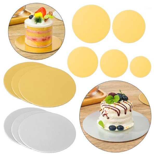 Outros Bakeware 5 pcs Round Bake Boards Set Cakeboard Base Descartável Papel Cupcake Bandeja de sobremesa 12cm / 16cm / 18cm / 21cm / 25cm para aniversário de casamento