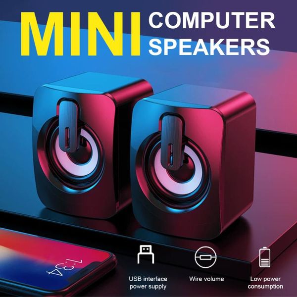 

mini computer speaker usb wired speakers 3d stereo sound surround loudspeaker for pc lapnotebook not bluetooth loudspeakers