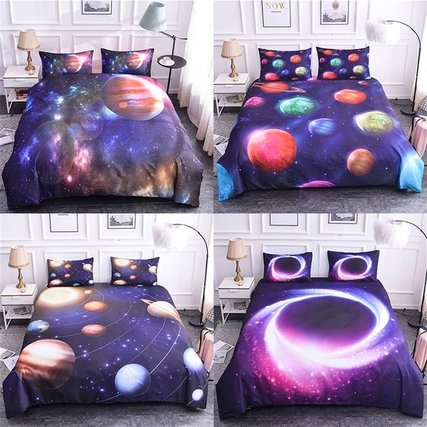 Homesky Planet Earth Set biancheria da letto 3D Copriletto Queen King Nebula Set letto morbido stampato Universo Outer Space 201021