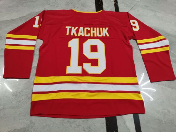 

custom men youth women vintage #19 matthew tkachuk calgary flames red reverse retro hockey jersey size s-5xl or custom any name or number, Black