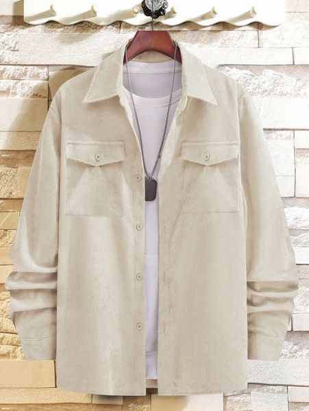 

men corduroy flap pocket jacket b4v5#, Black;brown