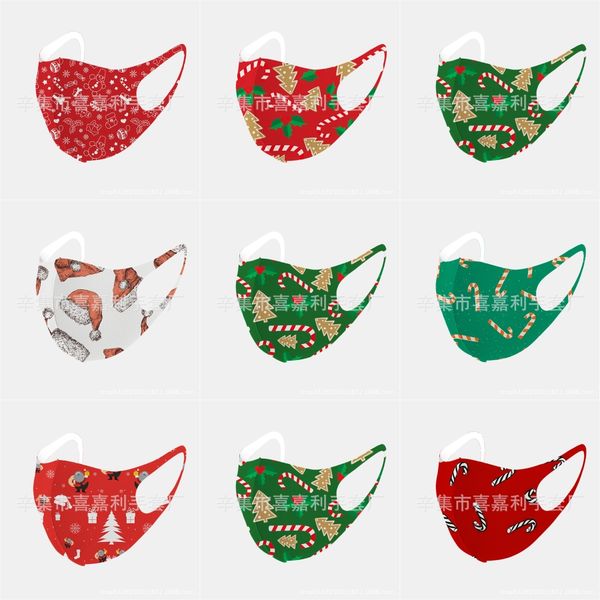 

5colors ice silk face christmas mask with breathing valve washable christmas maskanti-dust pm2.5 protective christmas masks recycle desig#75, Black