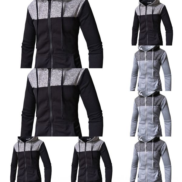 

2020 men's sweatercoat sweaterautumn and winter new hooded color matching casual sweater men's coat cardigan w022 ofoun, Black