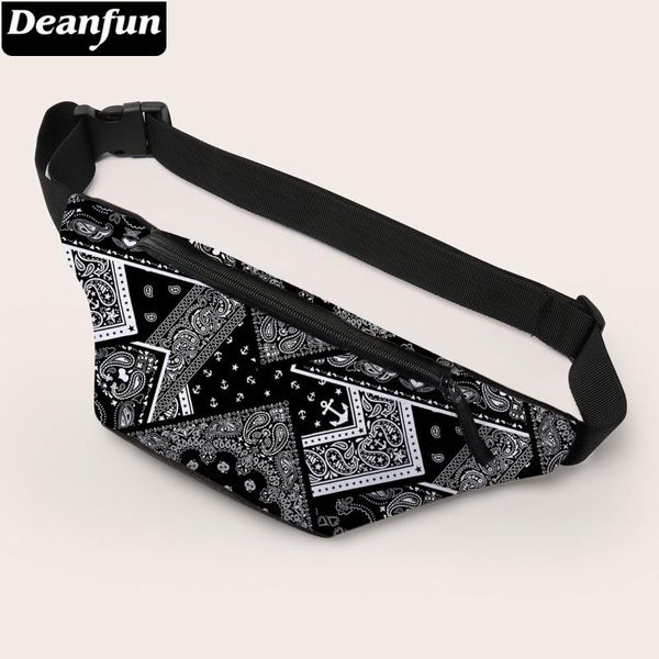 

deanfun waist bag balck and white printed fanny pack for women elegant fashion belt bag 18054