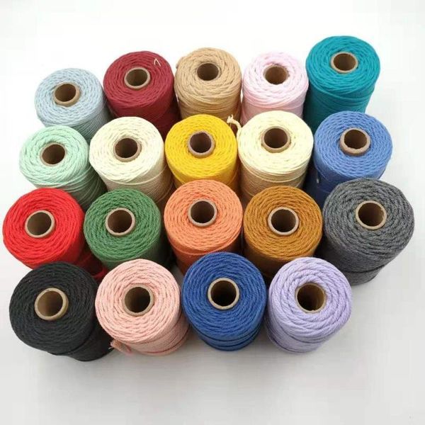 

yarn colorful 2mm x 100 meter 3-strand twisted cotton string rope for macrame craft artisan project1, Black;white