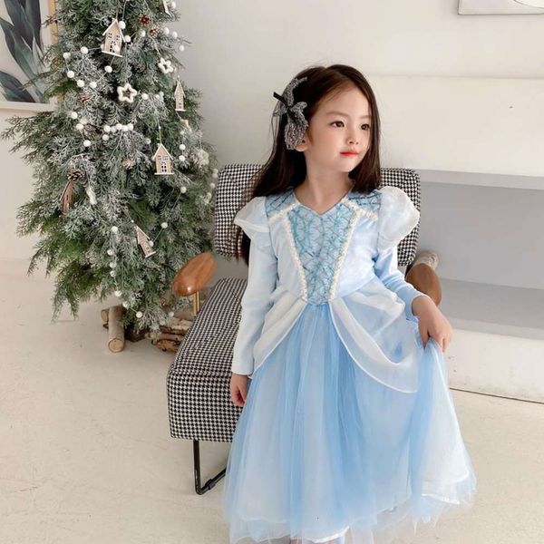 

and winter autumn new children's cinderella princs girl's mh christmas drs long thickened shawl skirt, Red;yellow