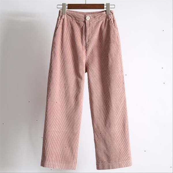 

womens new pants 2020 women autumn winter high waist wide leg pants casual loose corduroy cropped trousers, Black;white