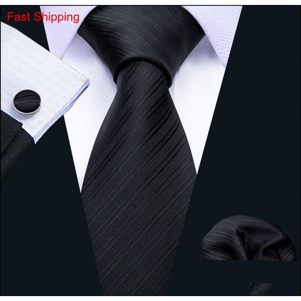 

fast shipping silk ties for men black solid jacquard woven with handkerchief and cuffs wholesale fashion weddin qylwta nana_shop, Black;blue
