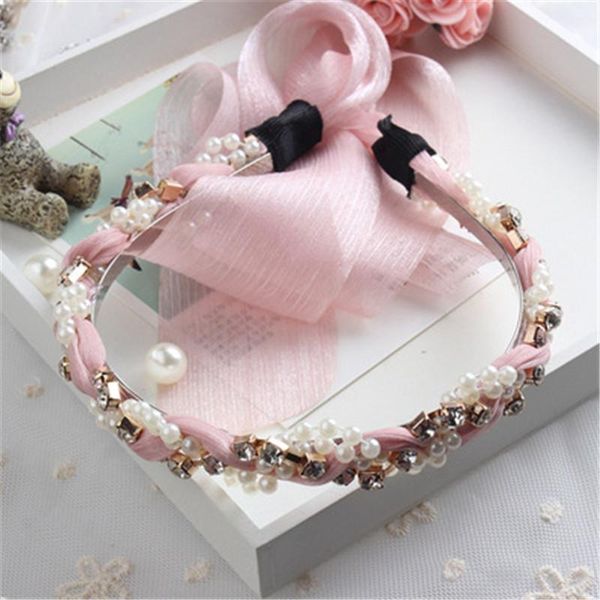 

pearl rhinestone lace ribbon hair hoop braid hair band hairbands for women hairband headwear headband hair ornaments accessories h bbywse, Black;brown
