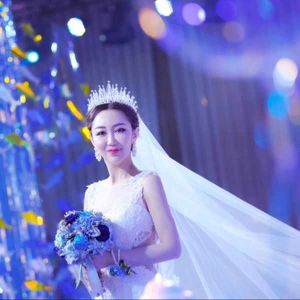 

western style bridal high end atmosphere luxury main dress headdress jewelry three piece wedding accessories crown, Silver