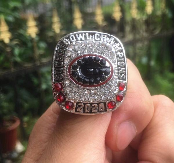 2019 2020 Georgia Bulldogs SEC National Team Champions Championship Ring mit hölzerner Displaybox Souvenir NCAA Männer Fan Geschenk Drop Shipping
