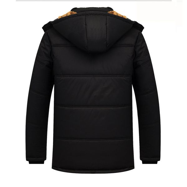 

new men jacket coats thicken warm winter windproof jackets casual mens down parka hooded outwear cotton-padded jacket 201204, Black