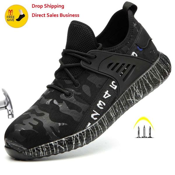 

boots xpuhgm drop work safety shoes puncture proof steel toe boot soft light indestructible for men women, Black
