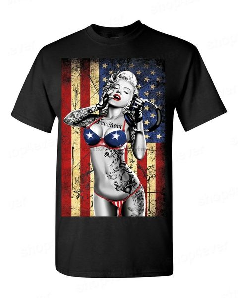 

marilyn monroe bikini american flag t-shirt 4th of july usa pride vintage tee sport hooded sweatshirt hoodie