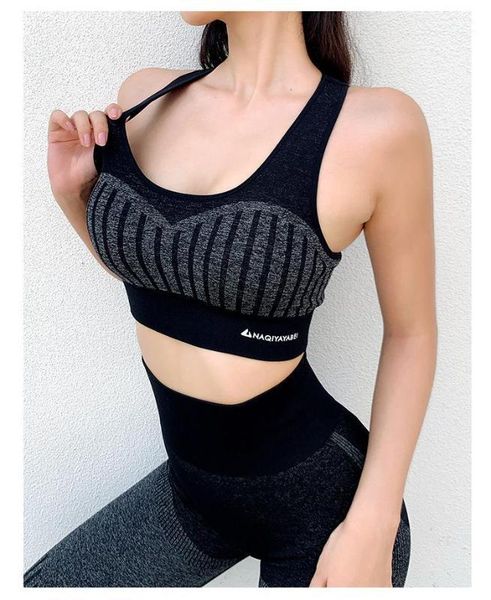 

gym clothing sports underwear women's shockproof running fitness yoga vest pink bra push up high padded workout 1, White;black