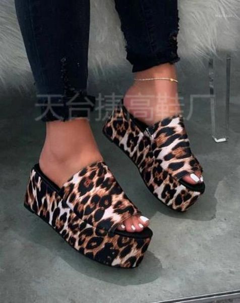 

waterproof platform leopard printed high heel spring summer slippers women outdoor beach sandals colors slip-on 071, Black