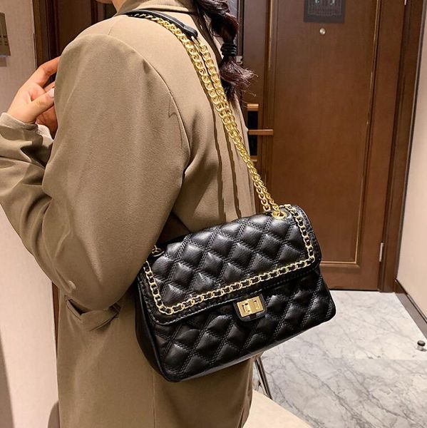 

zz women's bags 2021 new rhombic leather pattern chain bag handbag single shoulder messenger crossbody bags wallet totes #2056