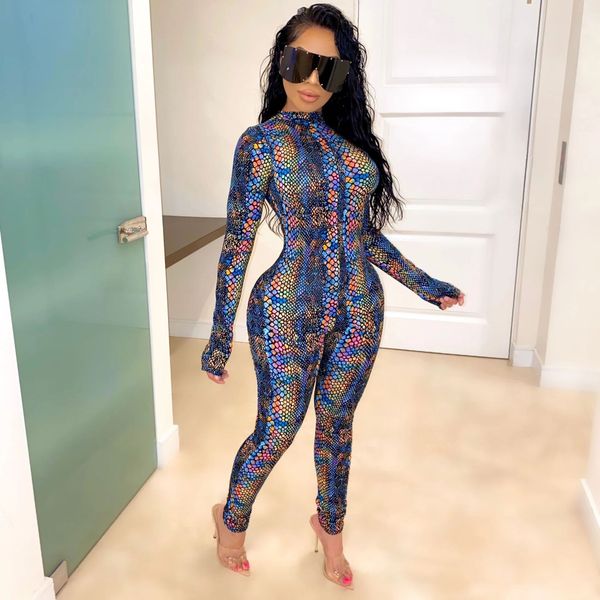 

2020 european and american new fashion skinny snake print sports yoga casual jumpsuit s-5xl, Black;white