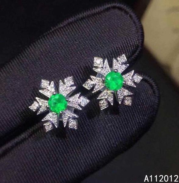 

stud kjjeaxcmy fine jewelry natural emerald 925 sterling silver classic girl earrings ear studs support test selling, Golden;silver