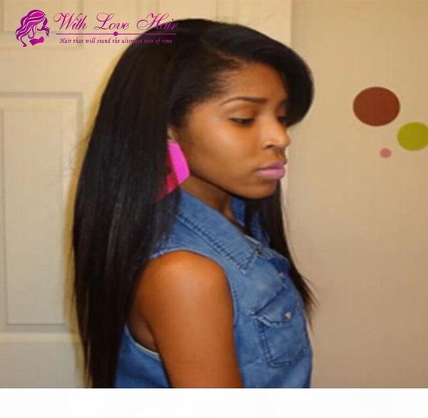 

withlovehair brazilian peruvian malaysian lace front human hair wigs straight hair glueless full lace wigs for black women, Black;brown