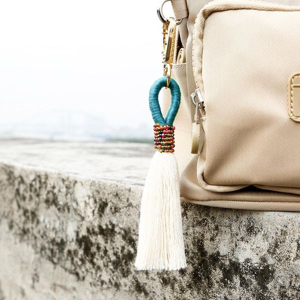 

1pc new style bohemia cotton thread tassel fringed diy jewelry bag decorative accessories key chain craft beads tassels pendant h jllheb