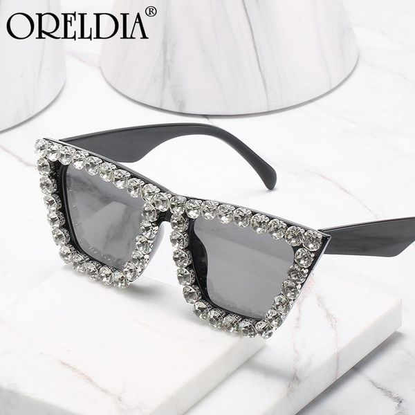 

sunglasses 2021 big frame cat eye female fashion trend personality diamond white red yellow rhinestone uv400, White;black
