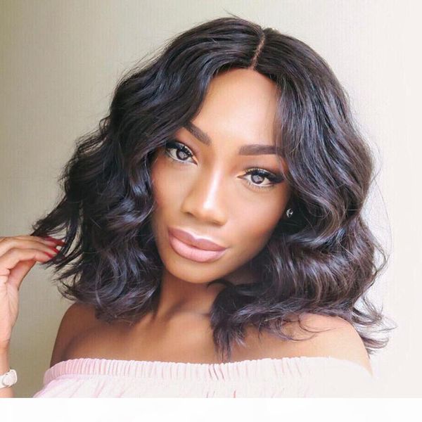 

короткие бразильские парики для волос для чернокожих женщин натуральный цвет тела волнистые человеческие парики волос бобов стиль блестящий, Black;brown