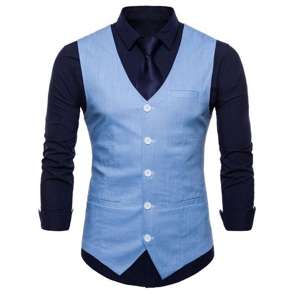 

2020 autumn new style men solid color single-breasted casual vest candy-colored suit waistcoat large size coat, Black;white