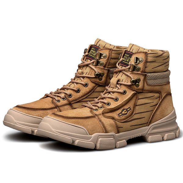 

new men's winter khaki fashion short boots pigskin low heel round toe motorcycle boots in 38-44, Black