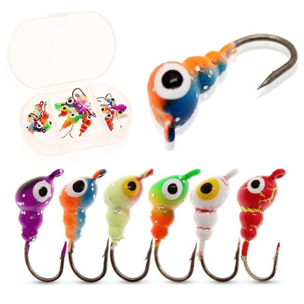 

gobygo 18pcs/set 1m/15mm/17mm winter ice fishing artificial bait mini ice jig lure with box metal bait ant sharp l qylysl