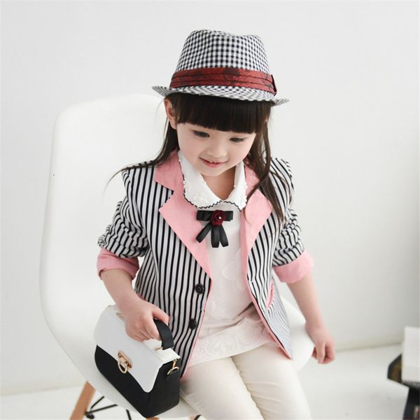 

elegant cute style girl blazer striped coat lady suit blazer coat for 2-12years girls kids children blazer out, Blue