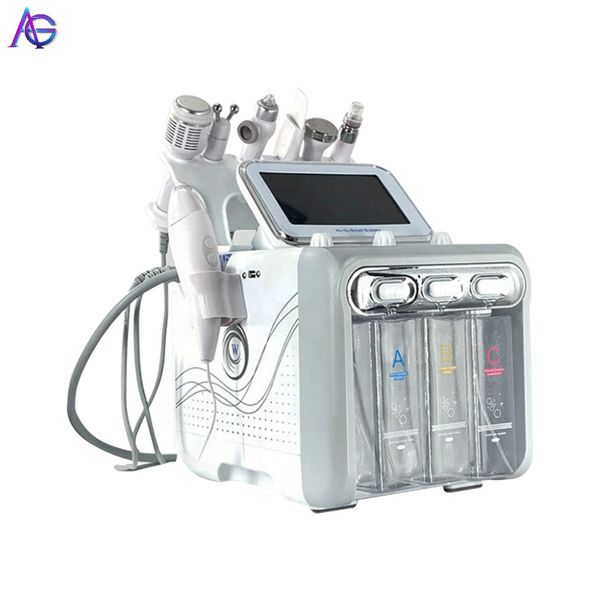 

7 in 1 hydra facial skin test machine rf skin rejuvenation microdermabrasion hydrodermabrasion bio-lifting wrinkle removal hydrafacial spa, Black;white