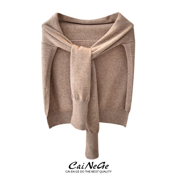 

knitted shawl for women's cervical spine false collar with skirt, autumn and winter scarf, shoulder covering, Blue;gray