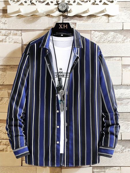 

men vertical striped shirt without tee v6du#, White;black