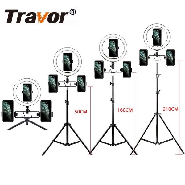 

flash heads travor ring lamp 10 inch selfie light with phone holder tripod stand for youtube pography led