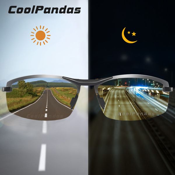 

coolpandas pchromic sunglasses men polarized hd rimless women driving goggles anti-glare sun glasses zonnebril heren, White;black